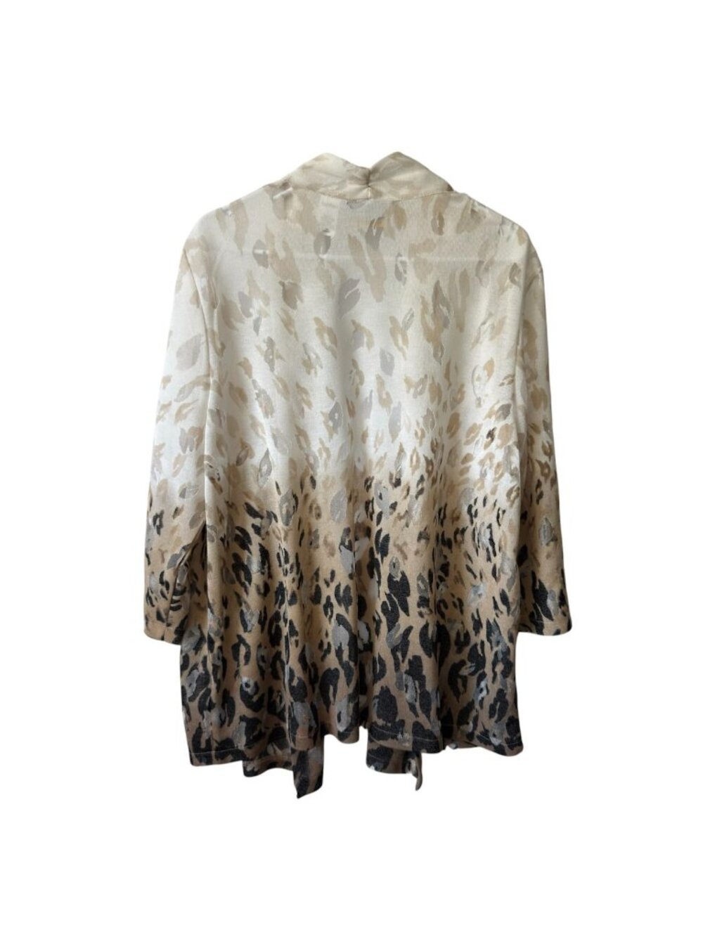 Alfred Dunner Womens 1X Sheer Cardigan Open Ombre Animal Print Neutrals 3/4 Slee - Picture 3 of 16